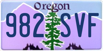 OR license plate 982SVF