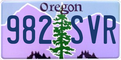 OR license plate 982SVR