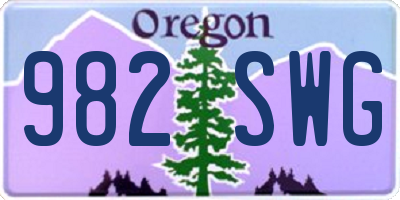 OR license plate 982SWG