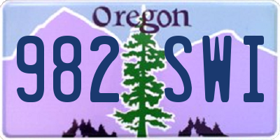 OR license plate 982SWI