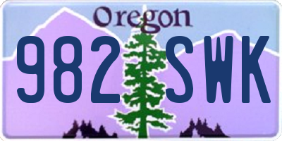 OR license plate 982SWK