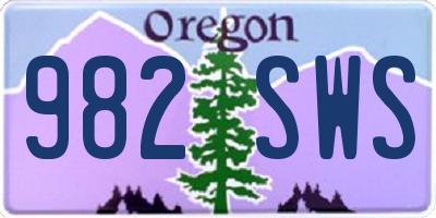 OR license plate 982SWS