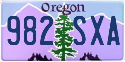 OR license plate 982SXA
