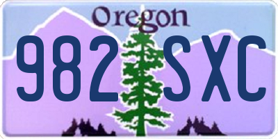OR license plate 982SXC