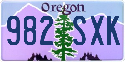 OR license plate 982SXK