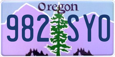 OR license plate 982SYO