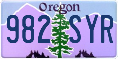 OR license plate 982SYR