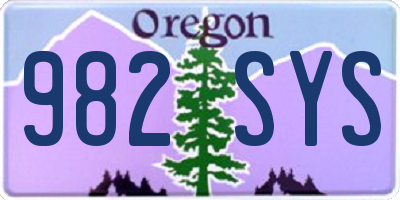 OR license plate 982SYS