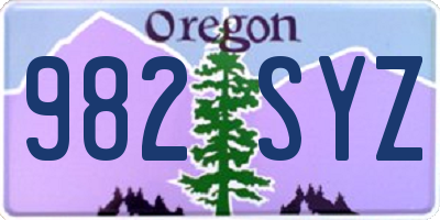 OR license plate 982SYZ