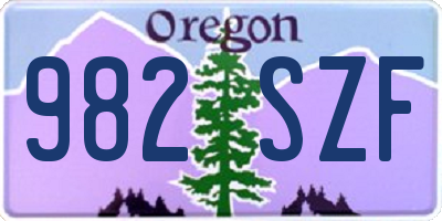OR license plate 982SZF