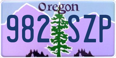 OR license plate 982SZP