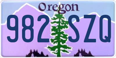 OR license plate 982SZQ