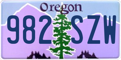 OR license plate 982SZW