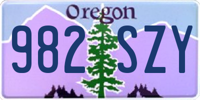 OR license plate 982SZY