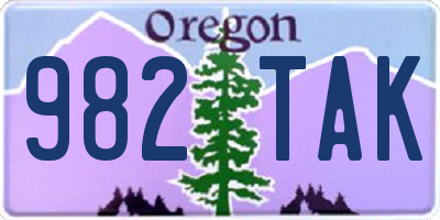 OR license plate 982TAK