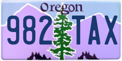OR license plate 982TAX
