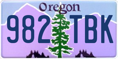 OR license plate 982TBK