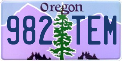 OR license plate 982TEM