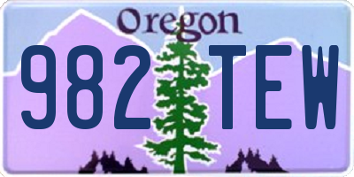 OR license plate 982TEW