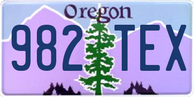 OR license plate 982TEX