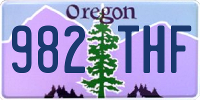 OR license plate 982THF
