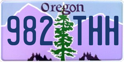 OR license plate 982THH