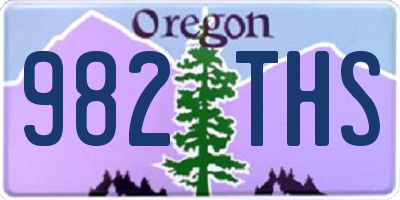 OR license plate 982THS