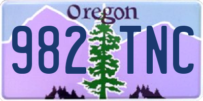 OR license plate 982TNC