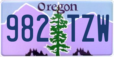 OR license plate 982TZW