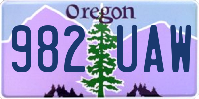 OR license plate 982UAW