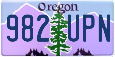 OR license plate 982UPN