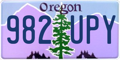 OR license plate 982UPY