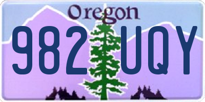 OR license plate 982UQY