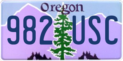 OR license plate 982USC