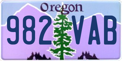 OR license plate 982VAB