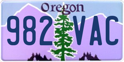 OR license plate 982VAC