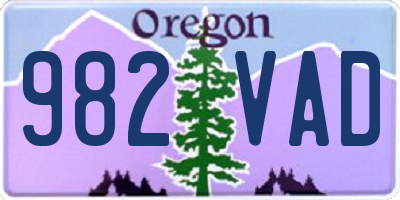 OR license plate 982VAD