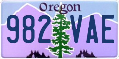 OR license plate 982VAE