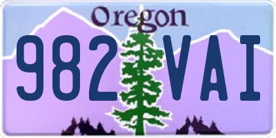 OR license plate 982VAI