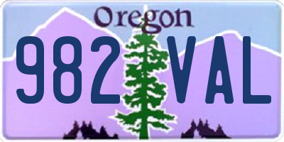 OR license plate 982VAL
