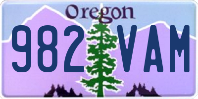 OR license plate 982VAM