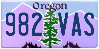 OR license plate 982VAS