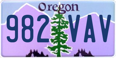 OR license plate 982VAV