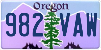 OR license plate 982VAW