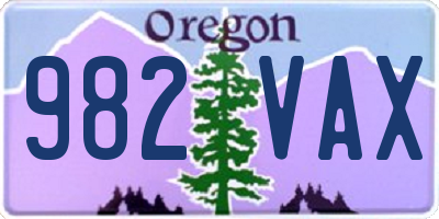 OR license plate 982VAX