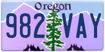 OR license plate 982VAY