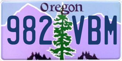 OR license plate 982VBM