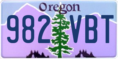 OR license plate 982VBT