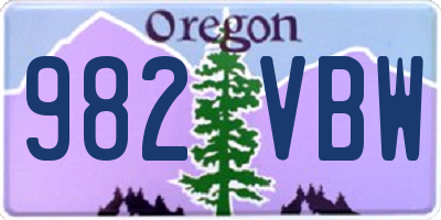 OR license plate 982VBW