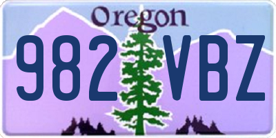 OR license plate 982VBZ